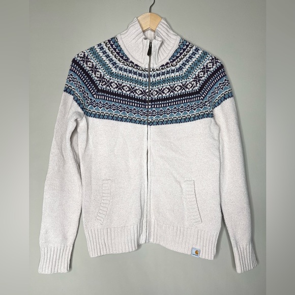 Carhartt Sweaters - Carhartt Fair Isle Wool Blend Zipper Cardigan Sweater Size Women’s Small